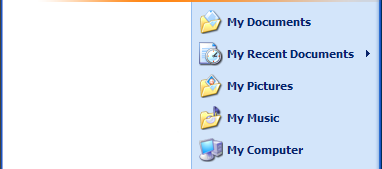 24 pixel icons displayed in the left hand panel of the Start Menu